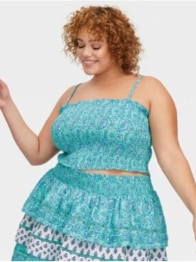 Roller Rabbit X Target Women's Garden Floral Smocked Peplum Tank Top / XXL